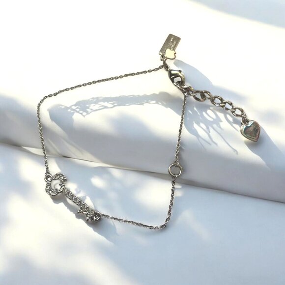 Kate Spade New York Silver Key To My Heart Charm Bracelet Adjustable Chain 8.5" - Picture 8 of 8